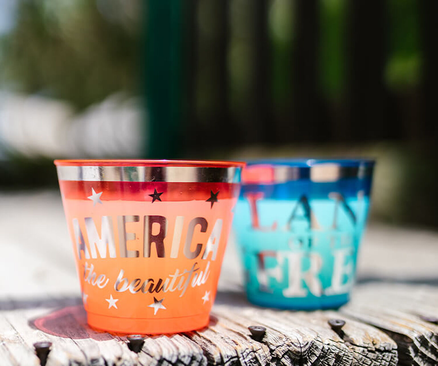 Image of a cocktail in a 4th of July themed cup
